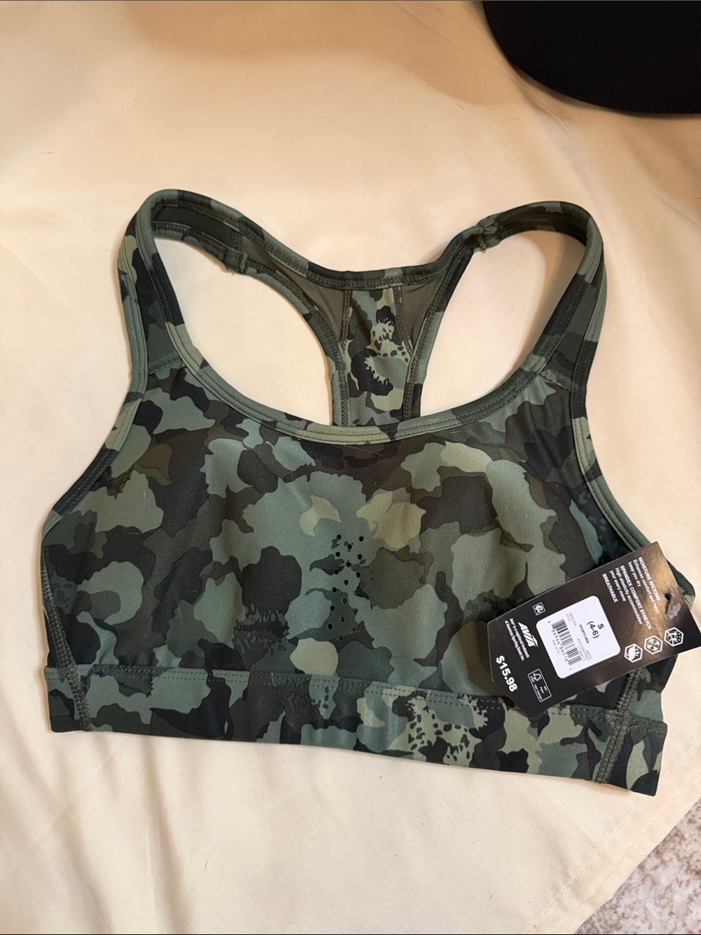 Avia Green Camo Racerback Sports Bra